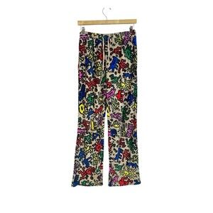 Keith Haring Ripple Junction Tan Fleece Plush Lounge Pants Size Small Pop Art